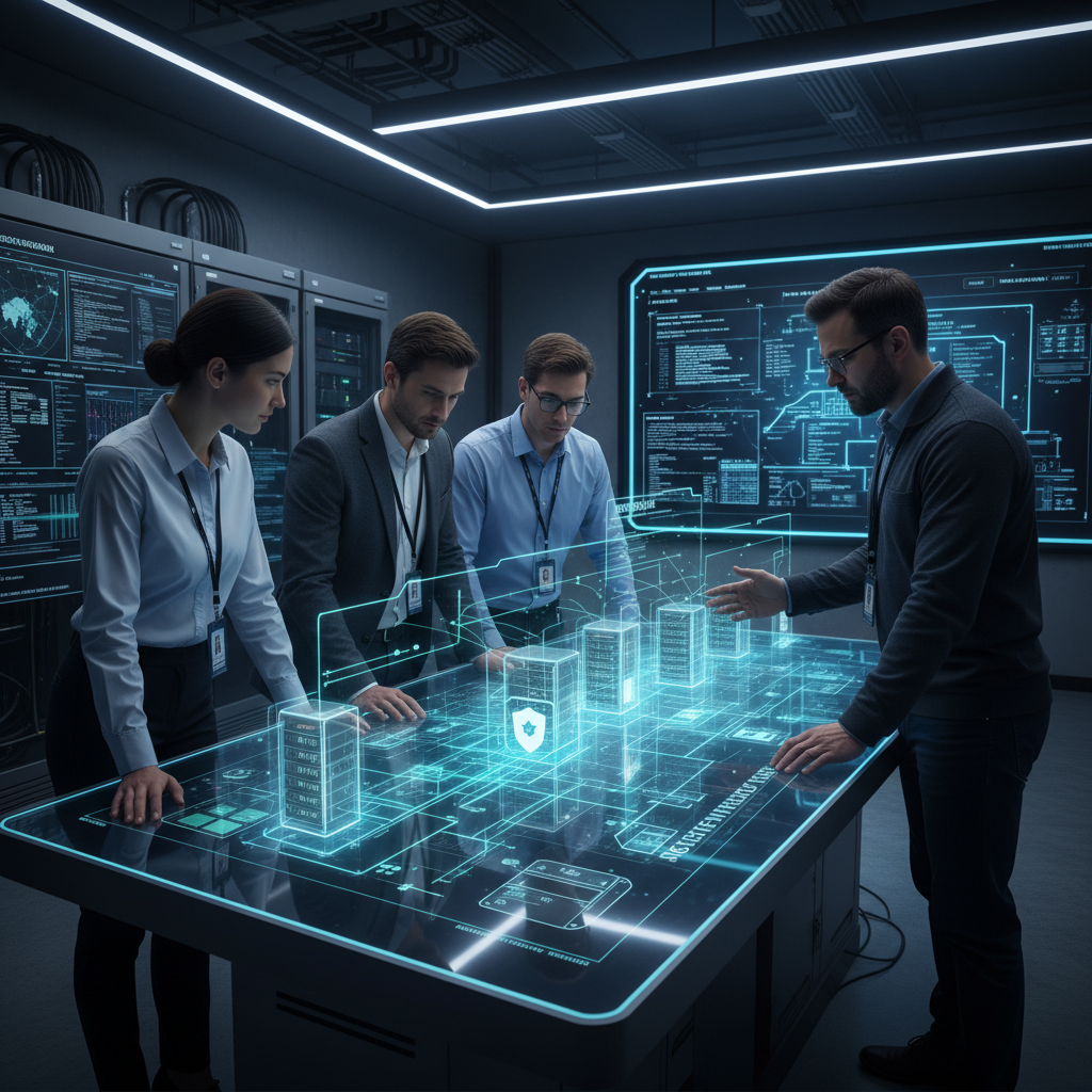 Engineers reviewing secure infrastructure systems