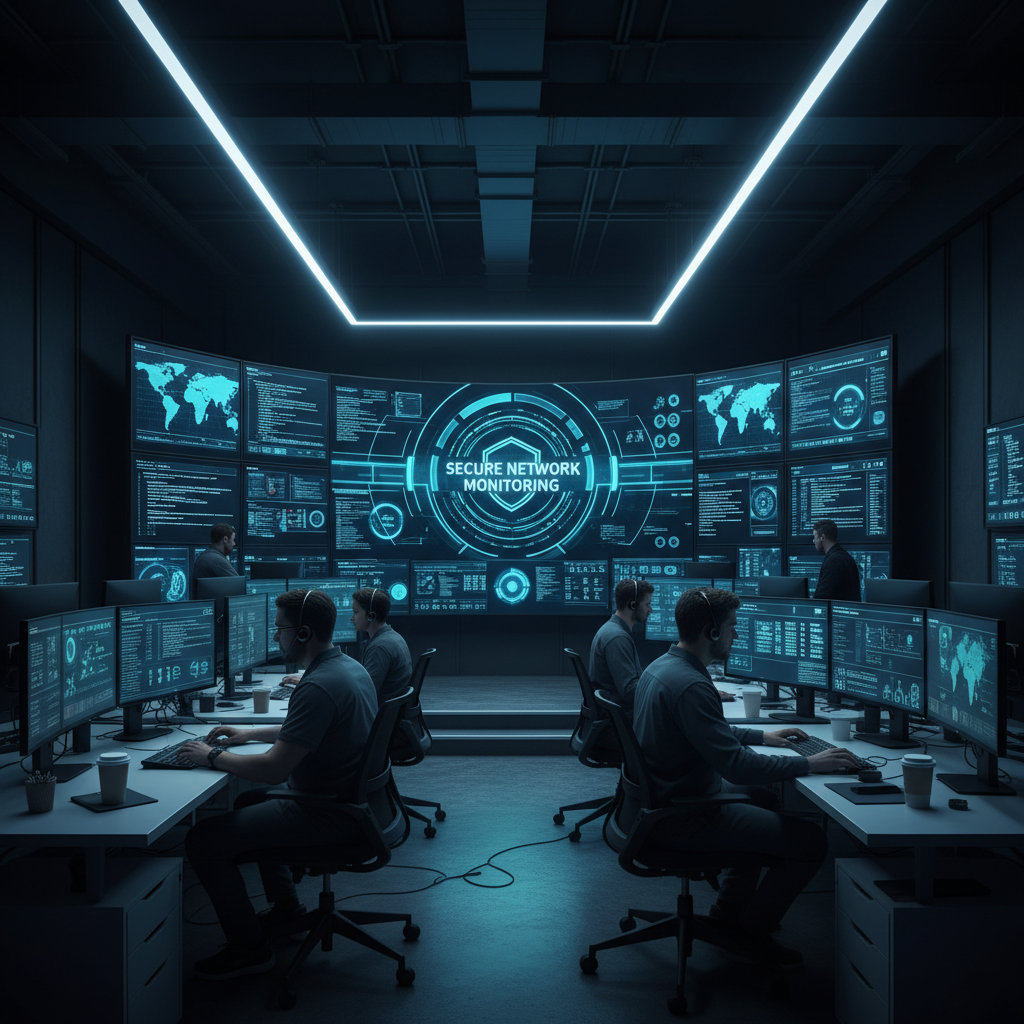 Cybersecurity analysts monitoring secure network operations